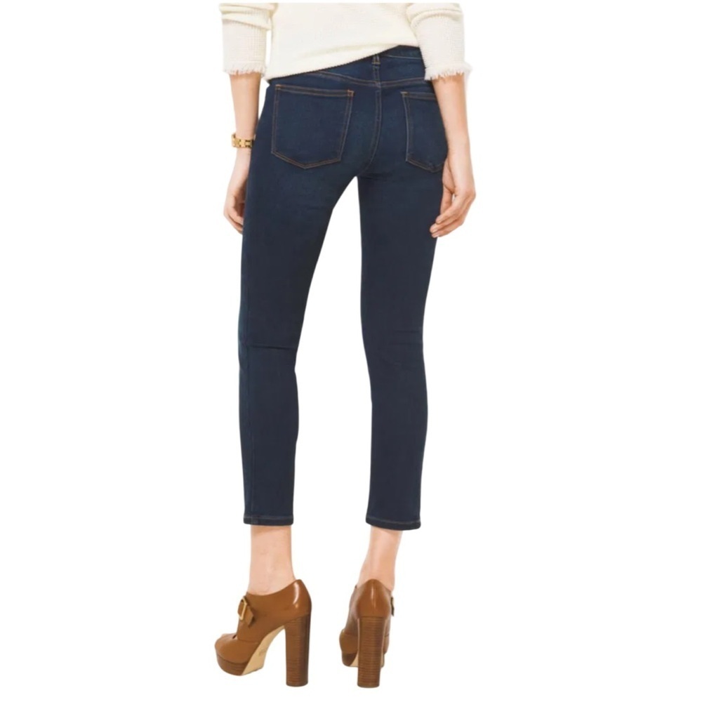 Michael Kors Izzy Mid Rise Cropped Skinny Dark Blue Stretch Denim Jean Size 10 - Picture 2 of 12
